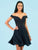Clarisse - S3774 Lace Applique Corset Bodice Cocktail Dress In Black