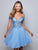 Clarisse - S3774 Lace Applique Corset Bodice Cocktail Dress In Blue