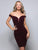 Clarisse - S3788 Shimmer Knit Deep Off-Shoulder Sheath Dress In Red