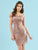 Clarisse - S7003 Sequined Off-Shoulder Sheath Dress In Pink and Gold