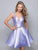 Clarisse - S7019 Glossy Mikado Sleeveless V Neck Cocktail Dress In Purple