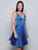 Clarisse - S7053 Plunging V-neck A-line Cocktail Dress In Blue