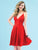 Clarisse - S7053 Plunging V-neck A-line Cocktail Dress In Red