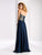 Clarisse - 3000 Strapless Gilt-Appliqued Chiffon Long Gown In Blue