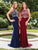 Clarisse - 3075 Crystal Ornate Illusion Paneled Jersey Gown In Blue and Black