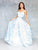 Clarisse - 3704 V-neck Brocade Organza A-line Dress In Blue