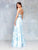 Clarisse - 3704 V-neck Brocade Organza A-line Dress In Blue