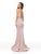 Clarisse - 3711 Beaded Plunging Cutout Glitter Gown In Pink
