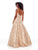 Clarisse - 3715 Beaded Strappy Glitter A-Line Gown In Gold