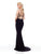Clarisse - 3723 Beaded Halter Jersey Dress With Train In Black