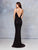 Clarisse - 3728 Plunging V-neck Trumpet Dress With Train In Black