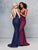 Clarisse - 3728 Plunging V-neck Trumpet Dress With Train In Blue And Red
