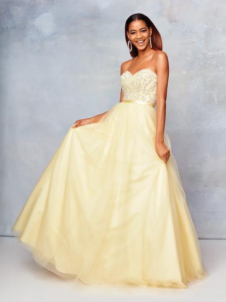 Clarisse - 3738 Strapless Sweetheart Beaded Tulle Ballgown In Yellow
