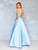 Clarisse - 3739 Strapless Embellished Belt Mikado Prom Gown In Blue