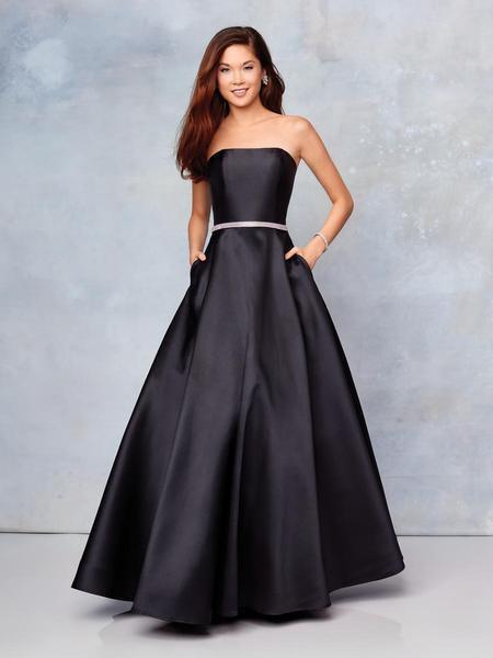 Clarisse - 3739 Strapless Embellished Belt Mikado Prom Gown In Black