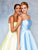 Clarisse - 3739 Strapless Embellished Belt Mikado Prom Gown In Yellow and Blue