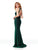 Clarisse - 3745 Embellished Halter Shimmer Jersey Trumpet Dress In Green