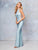 Clarisse - 3745 Embellished Halter Shimmer Jersey Trumpet Dress In Blue