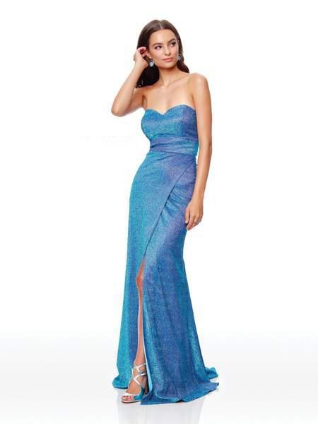 Clarisse - 3769 Sweetheart Shimmer Jersey Trumpet Dress In Blue and Green