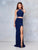 Clarisse - 3761 Two-Piece Jersey High Slit Evening Gown In Blue