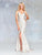 Clarisse - Glitter Knit V Neck Strappy Back Long Gown 3766 In Neutral