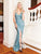 Clarisse - 3766 V Neck Strappy Back Glitter Knit Evening Gown In Green