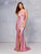 Clarisse - 3766 V Neck Strappy Back Glitter Knit Evening Gown In Pink