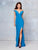 Clarisse - 3772 Plunging Off-Shoulder Jersey Trumpet Dress In Blue