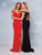Clarisse - 3772 Plunging Off-Shoulder Jersey Trumpet Dress In Red And Black