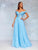 Clarisse - 3774 Lace Appliqued Corset Lace-Up Back Chiffon Prom Gown In Blue