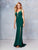Clarisse - 3775 Crisscross-Accented Plunging Jersey Gown In Green