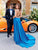 Clarisse - 3776 Plunging Crisscross Open Back High Slit Gown In Blue