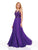 Clarisse - 3779 Bead Textured Plunging Sweetheart Chiffon Gown In Purple