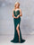 Clarisse - 3805 Plunging Sweetheart Lace High Slit Gown In Green