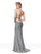 Clarisse - 3789 Lace-Up Halter Shimmer Jersey Gown In Silver