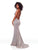 Clarisse - Plunging Halter V-neck Trumpet Dress 3790 In Gray