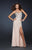 La Femme - 17975 Strapless Beaded Chiffon Sheath Dress With Slit In Neutral