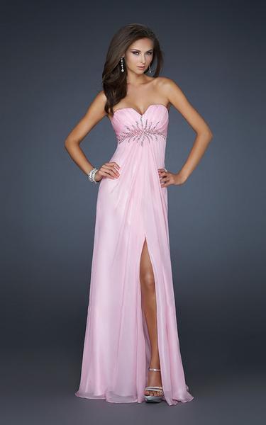 La Femme - 17712 Strapless Empire A-Line Evening Dress in Pink