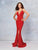 Clarisse - 3799 Crisscross-Strapped Illusion Plunge Gown In Red