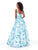 Clarisse - 3800 Striped Floral Sleeveless A-Line Gown In Blue