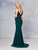 Clarisse - 3805 Plunging Sweetheart Lace High Slit Gown In Green