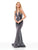 Clarisse - 3711 Beaded Plunging Cutout Glitter Gown In Gray