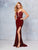 Clarisse - 3805 Plunging Sweetheart Lace High Slit Gown In Red
