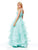 Clarisse - 3812 Embellished Deep V-neck Tiered A-line Dress In Green