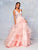 Clarisse - 3812 Embellished Deep V-neck Tiered A-line Dress In Pink