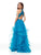 Clarisse - 3815 Beaded Halter Ruffled A-line Dress In Blue