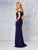 Clarisse - 3817 Plunging Off Shoulder High Slit Gown In Blue