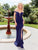 Clarisse - 3817 Plunging Off Shoulder High Slit Gown In Blue