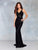Clarisse - 3829 Embellished Deep V-neck Trumpet Dress In Black