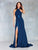 Clarisse - 3849 High Halter Trumpet Dress With Train In Blue